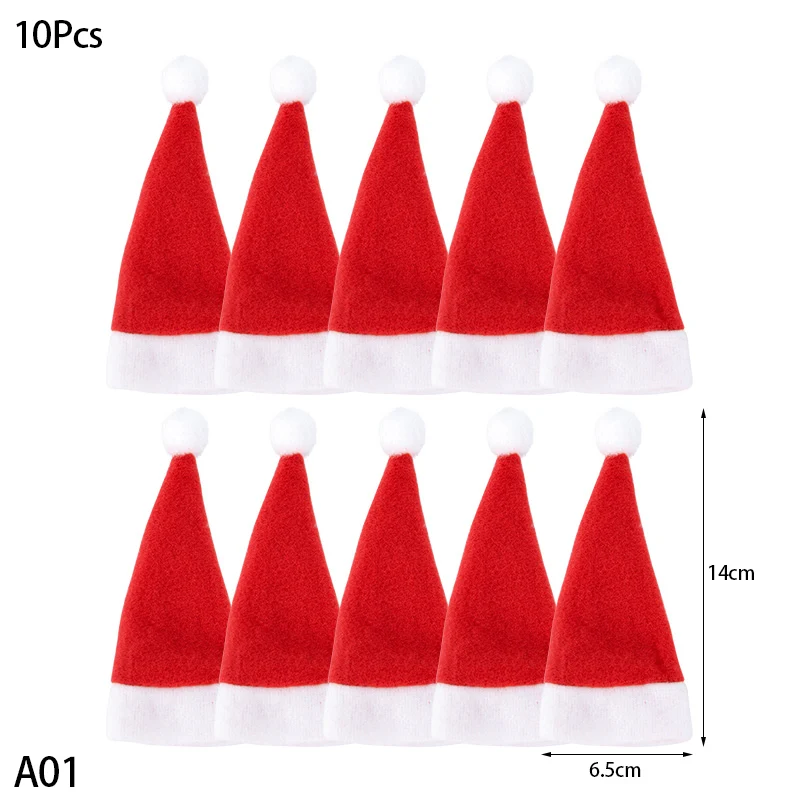 Набор мини рождественских шапок из нетканного материала 10 шт