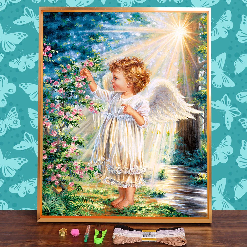 Набор для вышивки крестиком 11 карат с предпечатным изображением ангела - купить