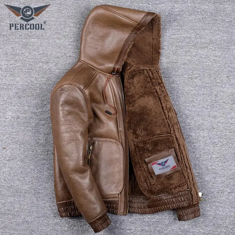 Зимняя новая модная интегрированная куртка с капюшоном из натуральной кожи