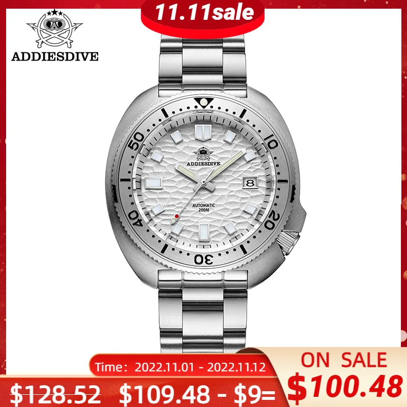 Цена Классические мужские часы ADDIESDIVE, водонепроницаемые 200 м, стеклянные часы Sappire NH35 BGW9, Супер Светящиеся модные автоматические механические ча...