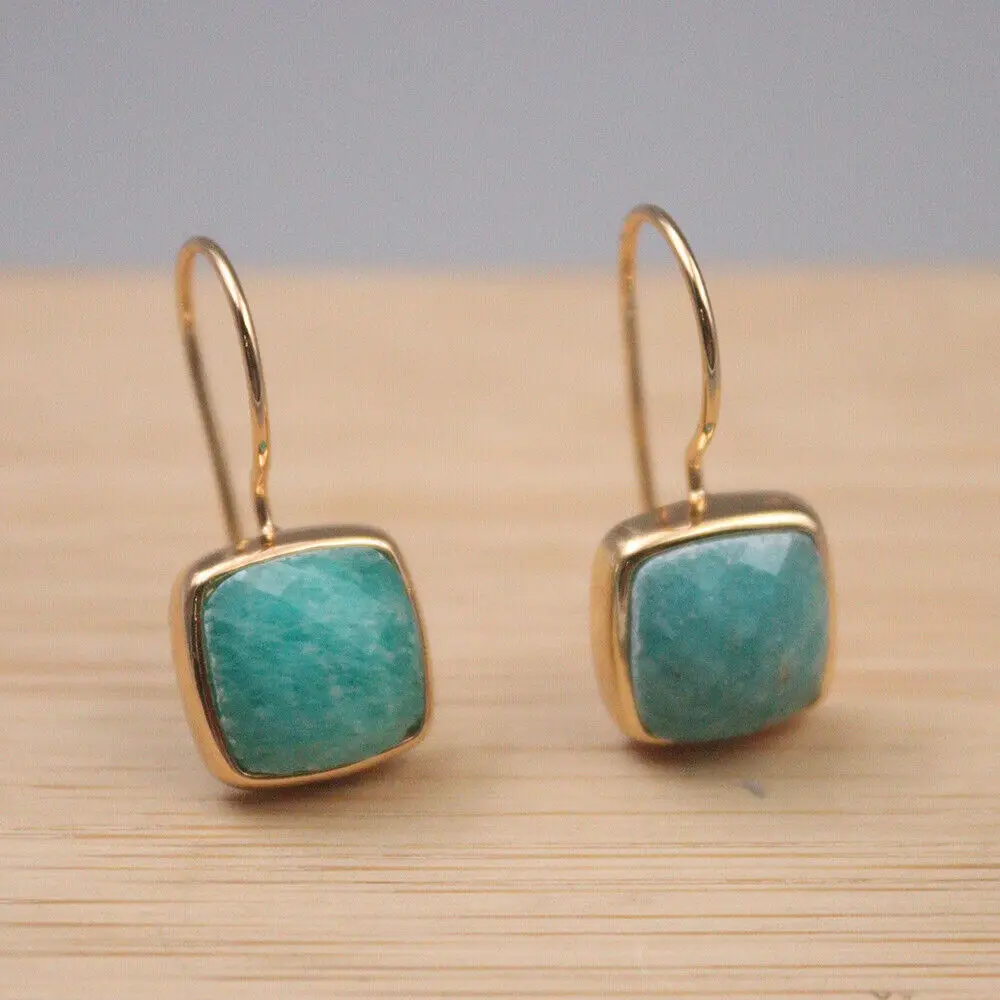 

Серьги-подвески из серебра с 12 мм подушкой и амазонитом