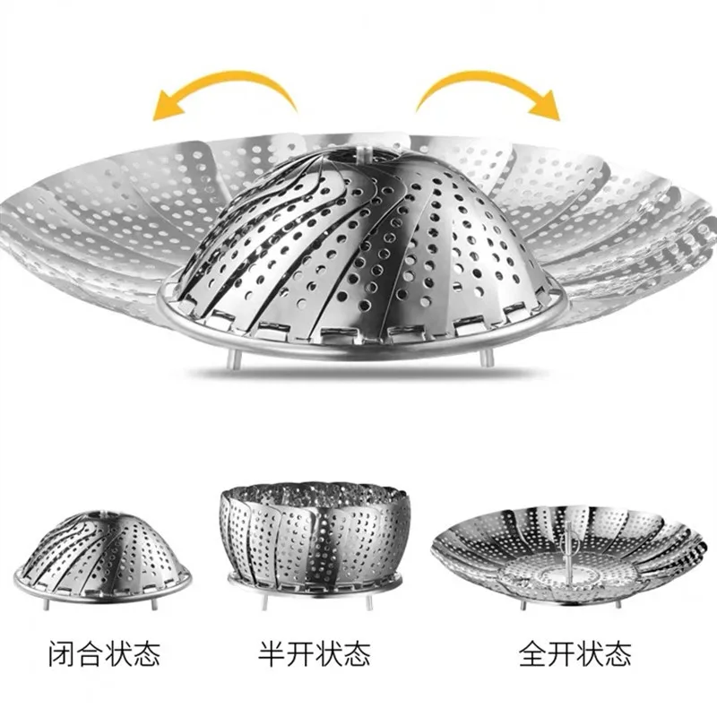 

Креативная Складная Выдвижная Пароварка из нержавеющей стали, бытовая Пароварка с лотосом, многофункциональная стойка для овощей