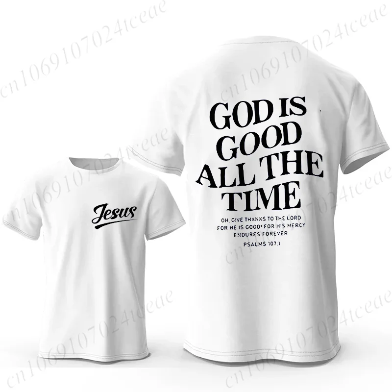 Фото Men's Fashion Summer T-shirts Believe Cross Jesus Creative Graphic Printed Tshirts Casual Short Sleeved T-shirt Christian Tops №2