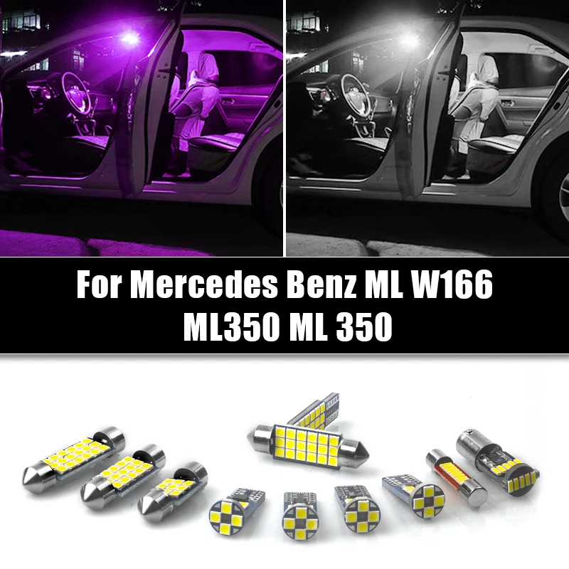 

For Mercedes Benz ML W166 ML350 ML 350 Error Free 12pcs Car LED Bulbs Interior Reading Lamps Trunk Light Foot Lights Accessories