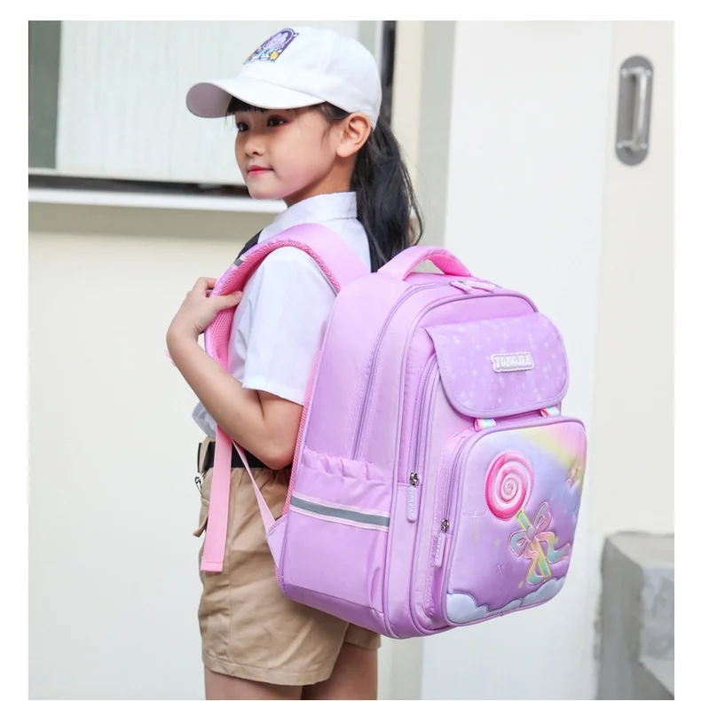 Cartoon Lollipop Cute Girl Primary School Students Backpacks 2022 New Children Sweet Rainbow Pink Large Capacity Schoolbags Hot