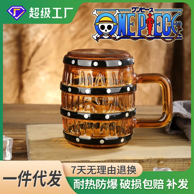 

Пивная кружка 470 мл, большая емкость, деревянная форма бочонка, 11,2 см, стеклянная чашка с ручкой, как одна штука, милая Пиратская чашка