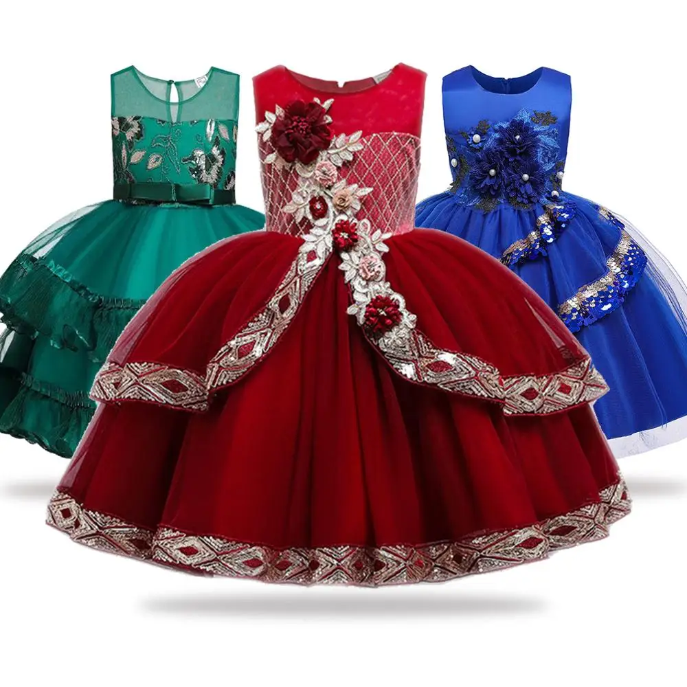 

Kids Girls Christmas Princess Dress for Wedding Birthday Party Clothes Satin Vestidos Costume for Age 3 4 5 6 7 8 9 10 Years