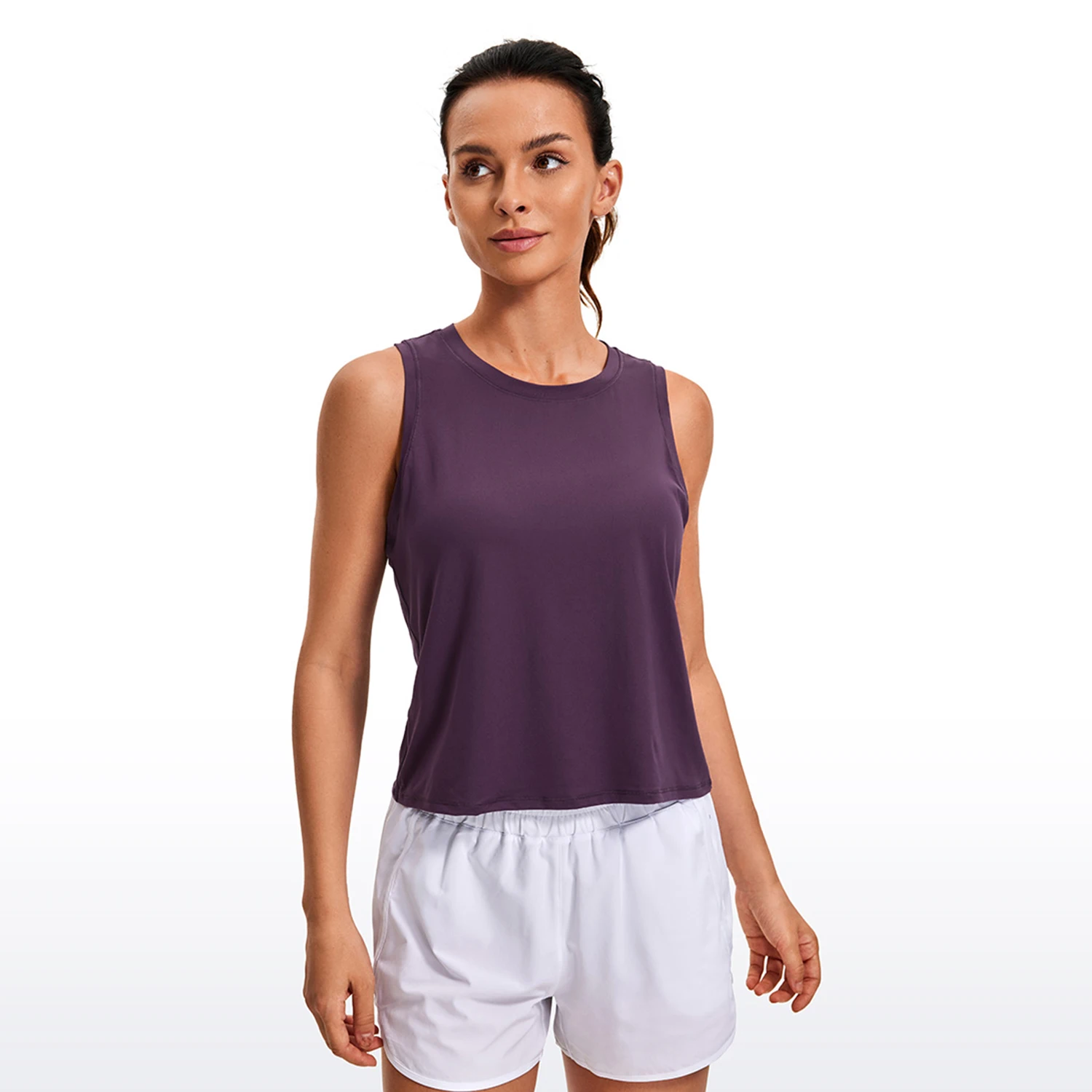 CRZ YOGA Women's Lightweight Racerback Tank Top High Neck Cropped Tank Tops Sleeveless Workout Running Shirts