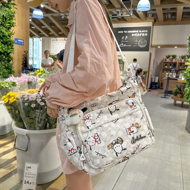

Sanrio Kawaii Shoulder Bag Pochacco Korean Cartoon Graffiti Girl Student Remedial Bag College Style Messenger Bag Gift