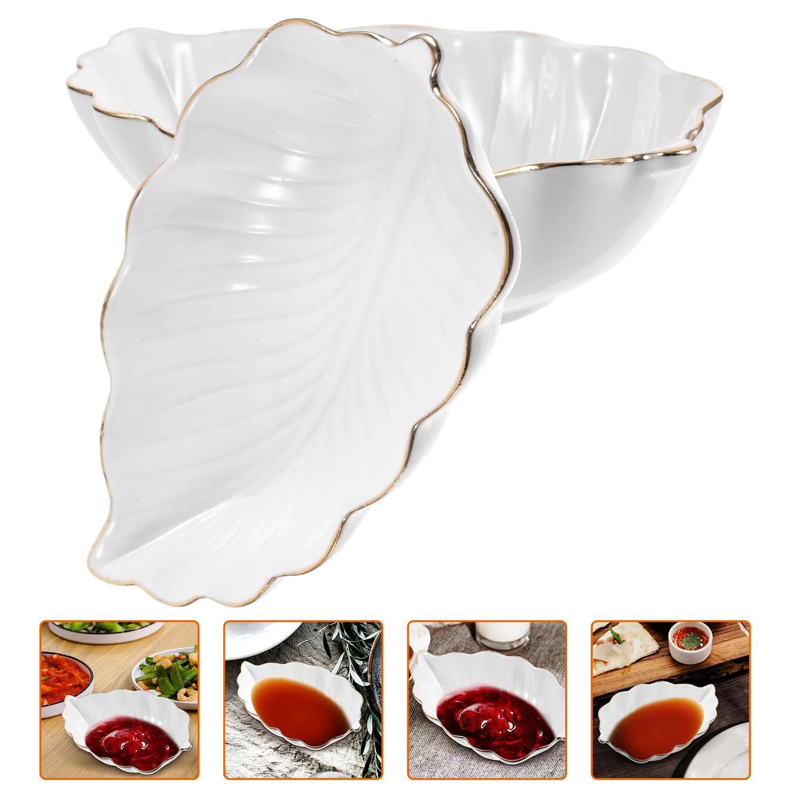 

2 Pcs Porcelain Saucers Tea Bag Container Dip Dishes Bowl Plates Ceramic Leaves Ceramic Plate Appetizer Leaf Sauce Dish