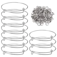 expandable bangles 20pcs adjustable wire blank bangle bracelet with 100pcs jump rings for women diy jewelry making 2 6 inch