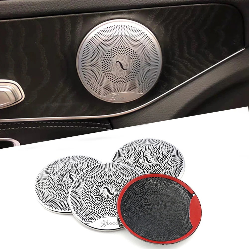 

4pcs Car Door Audio Speaker Decor Cover Loudspeaker 3D Trim Sticker Car Styling For Mercedes Benz AMG C E Class W205 W213 GLC