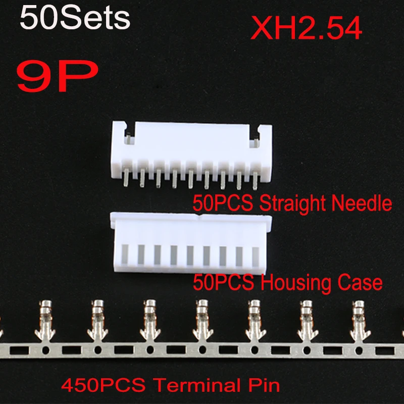 

XH2.54 2,54 мм 550 шт. (50 комплектов) 9 контактов 9 а = 50 шт. чехол + 50 шт. прямых игл + 450 шт. контактов белого разъема
