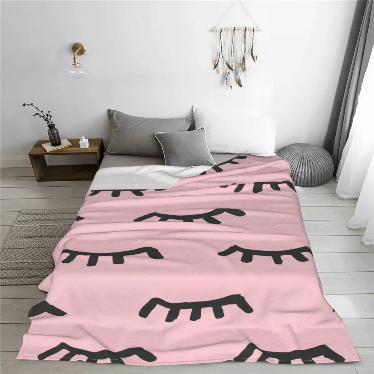 

2023 Eyelash Knitted Blankets Cartoon Beauty Glam Closed Eyes Flannel Throw Blanket Airplane Travel Decoration Soft Warm Bedspre