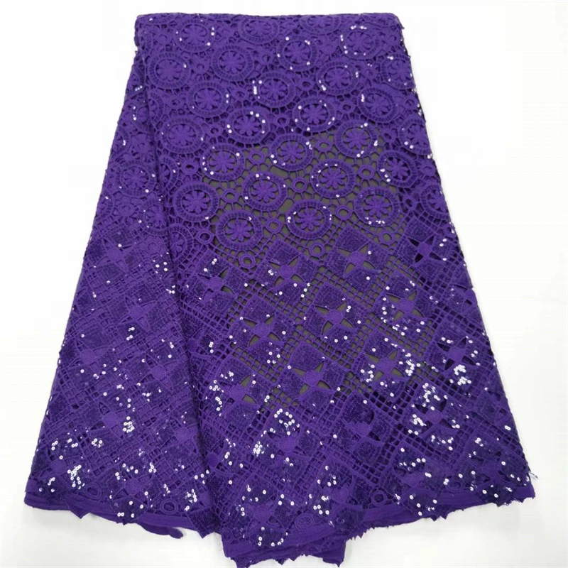 

2022 High Quality African Lace Fabric 100%cotton Swiss Voile Lace With Beads Nigerian Tulle Sequined Popular Dubai Style 5 Yard