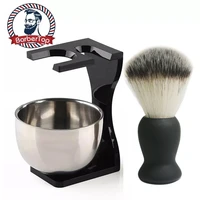 barbertop professional men beard shaving brush set stainless steel bowl stand mustache facial cleaning tool