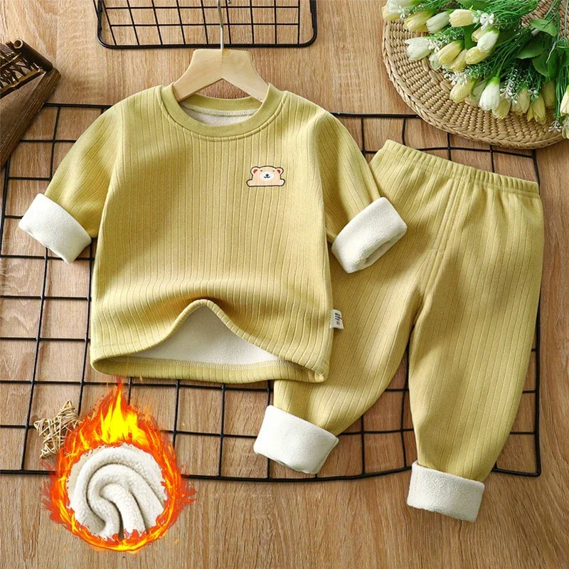 Детский пижамный комплект из 2 предметов милый осенне-зимний костюм для девочек