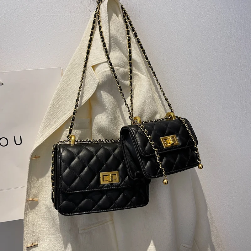 

Классическая прочная женская сумка-мессенджер на одной цепочке, модный простой однотонный маленький квадратный мессенджер