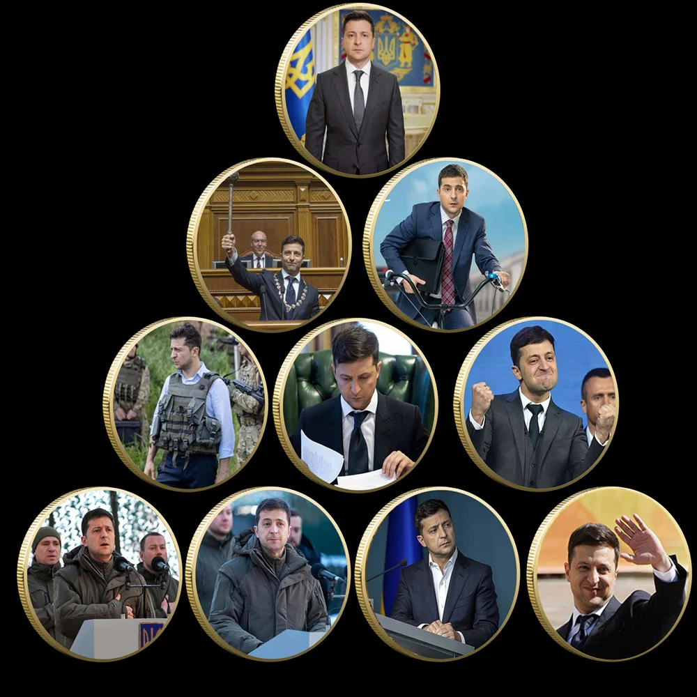 

Zelensky Gold Coin President of Ukraine Gold Plated Challenge Coins War Medals Collect Gift