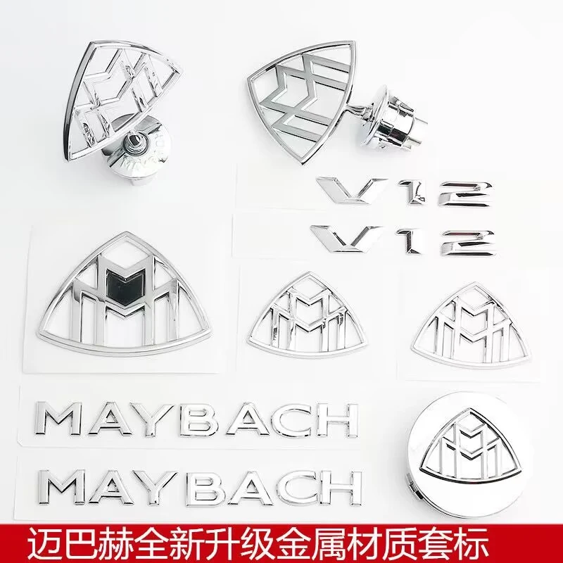 

Хромированная Эмблема для Maybach Hood Lay Stand Logo S500 S600 V12, значок для бокового крыла багажника, Эмблема для рулевого управления