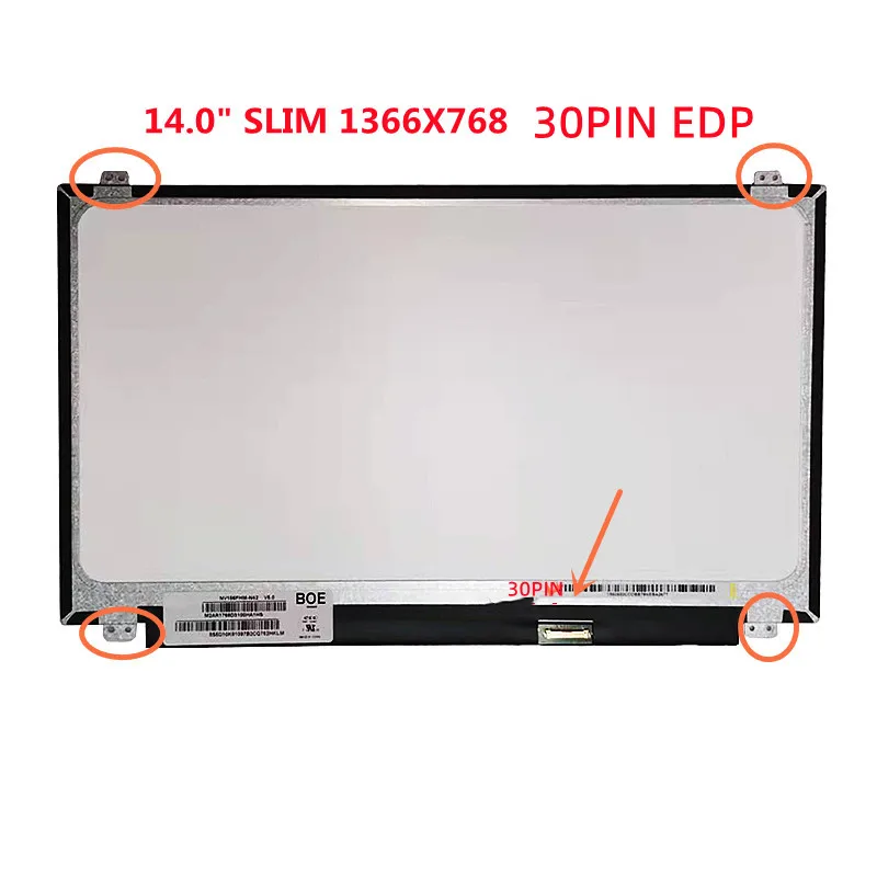 

14.0" Laptop LCD Screen NT140WHM-N41 Fit NT140WHM-N31 B140XTN02.6 N140BGE-E33 For ThinkPad T440 T450 T460 T470 T480 HD 30pin eDP