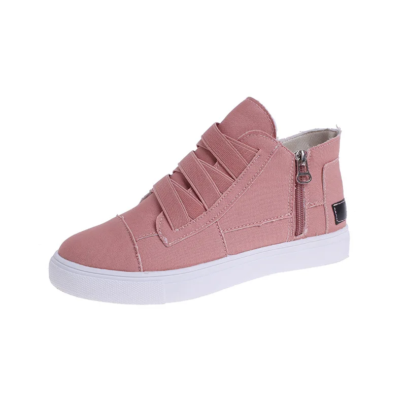 

New 2022 Spring Autumn Canvas Shoes Women Ladies Casual Shoes All-match Side Zipper Casual Shoes Woman Vulcanize Shoes Loafers