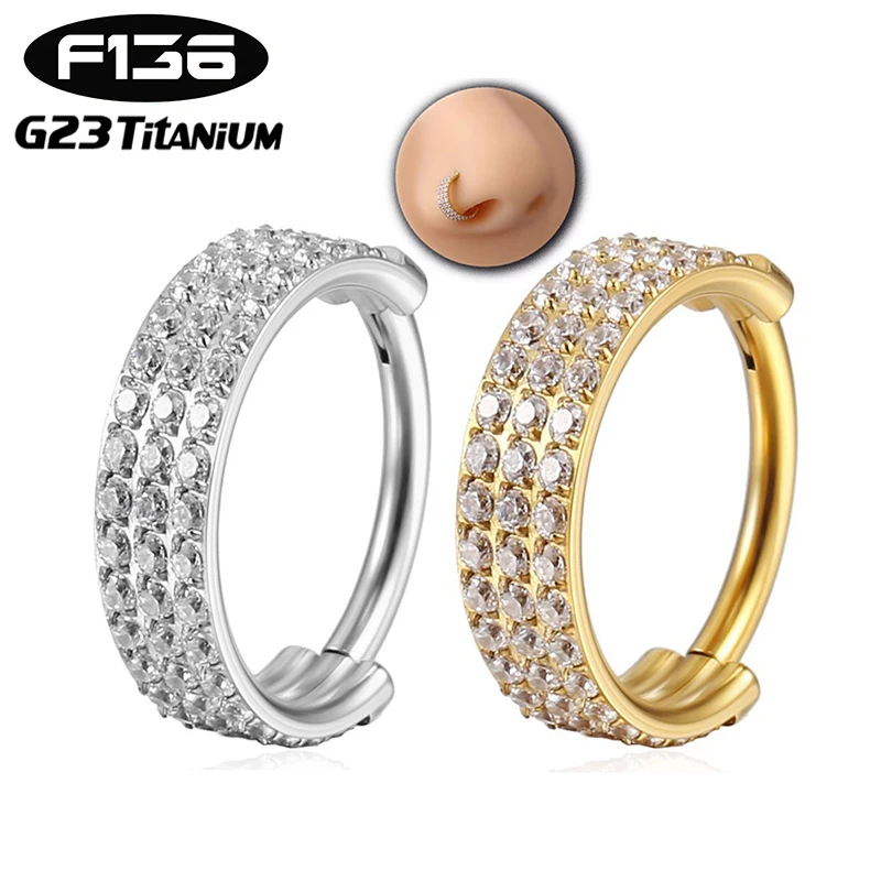 

Nose Piercing Goth G23 Titanium Hinged Nose Septum Quality CZ Helix Conch Cartilage Clicker Earrings Body Jewelry Wholesale 16G