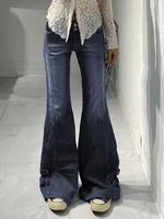 low waist y2k flared denim pants vintage aesthetic grunge trousers women 90s casual streetwear jeans harajuku