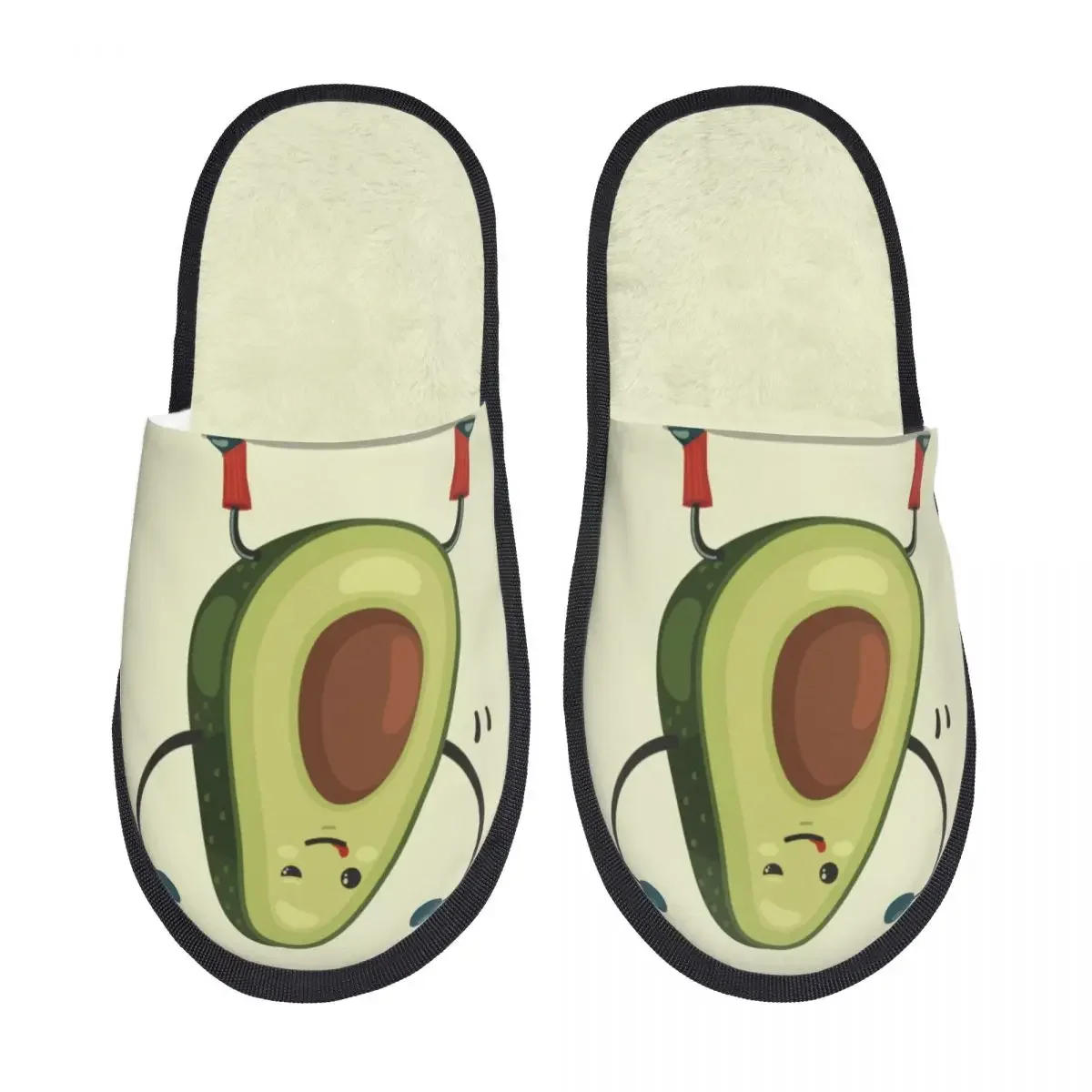 Симпатичные Тапочки для упражнений с авокадо и гантелями женщин мужчин пушистые