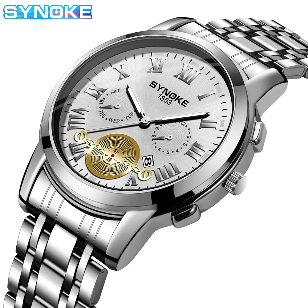 

SYNOKE Men's Watch Analog Dial Japanese Quartz Fashion Watch Casual Business Classic Calendar Date Wrist Watches For Gift