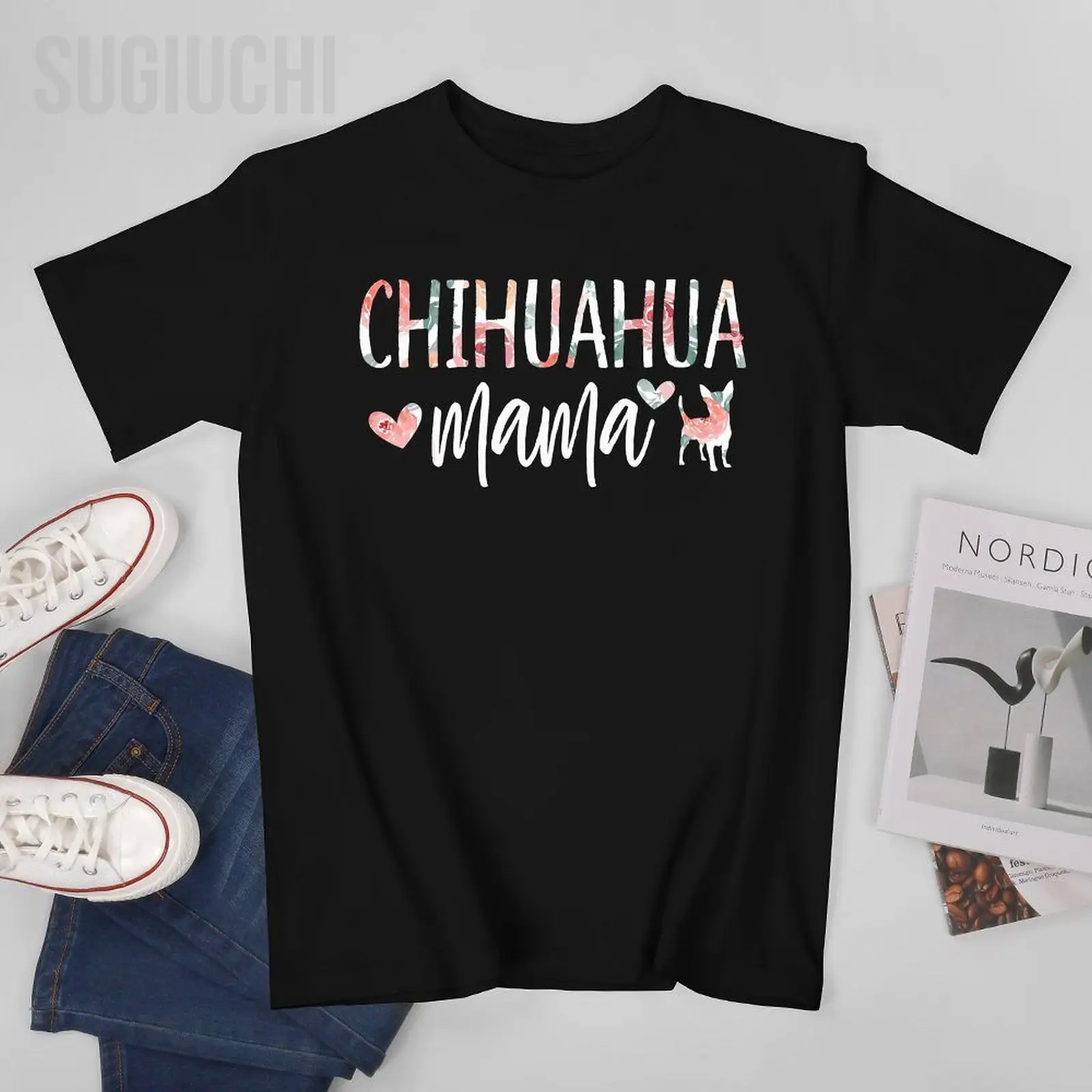 Фото Мужская футболка Chihuahua Mama Dog Lover for Mom Cute for Women Owner Puppy, футболки, футболки для женщин и мальчиков, футболка из 100% хлопка №1