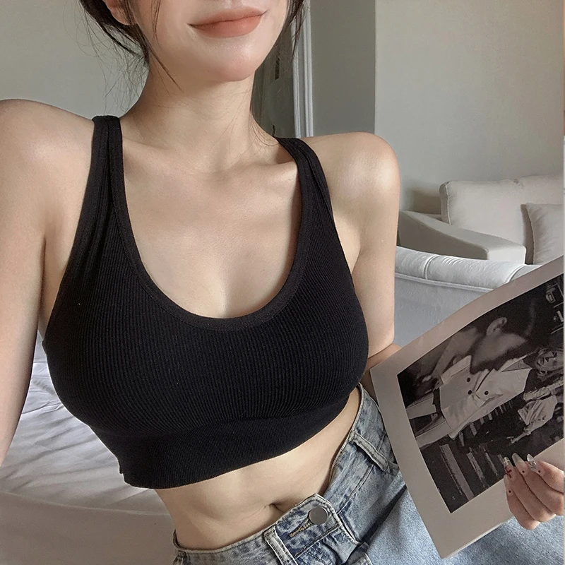 

Sexy Backless Women Vest Casual Solid Crop Top Padded Sleeveless Vests Breathable Slim Suspenders Camisole Streetwear