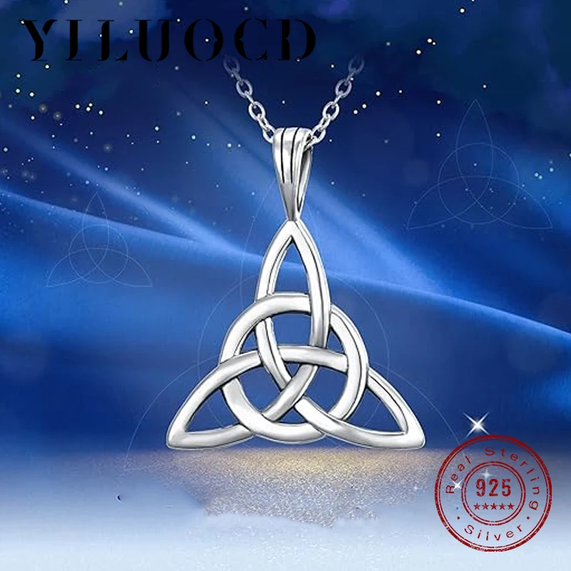 YILUOCD 925 серебряное ожерелье с подвеской в виде узла ведьмы винтажное треугольным