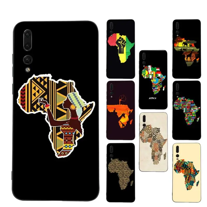 

Africa Map Geography Painted Phone Case Soft Silicone Case For Huawei p 30lite p30 20pro p40lite P30 Capa
