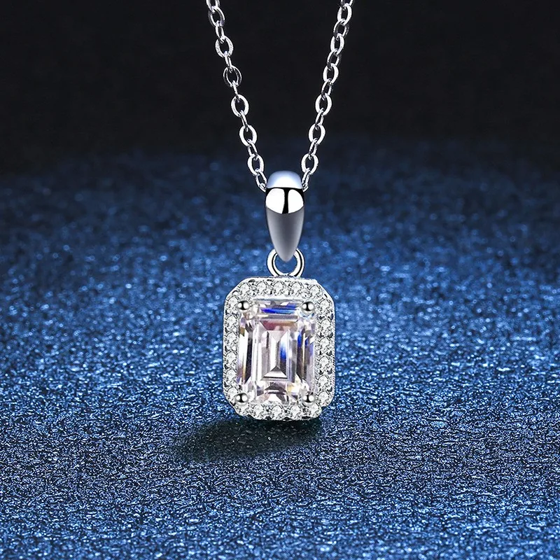 XL009 Lefei модный цвет D Classic 1 CT муассанит с бриллиантами прямоугольные ожерелья для