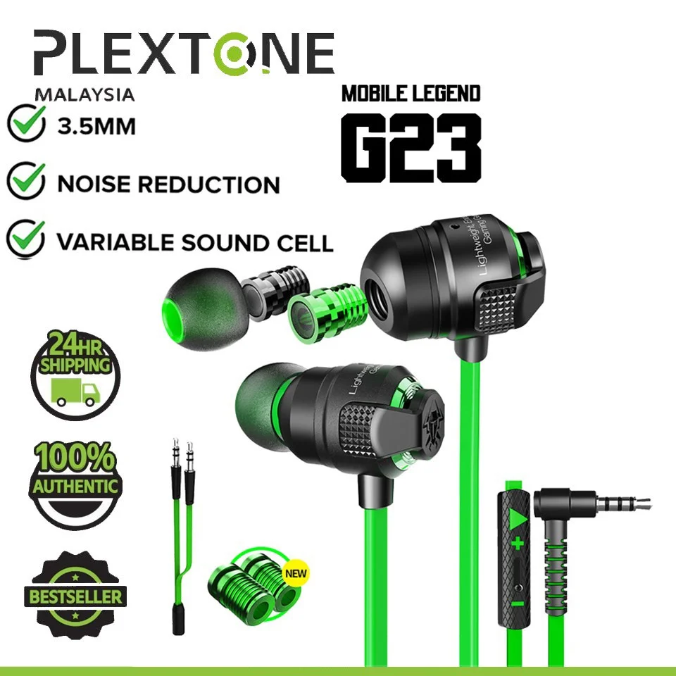 

PLEXTONE G23 Deep Bass Game Headset Mobile Legend HD Voice Custom Earphone Gaming Earbuds E Sports Metal PUBG