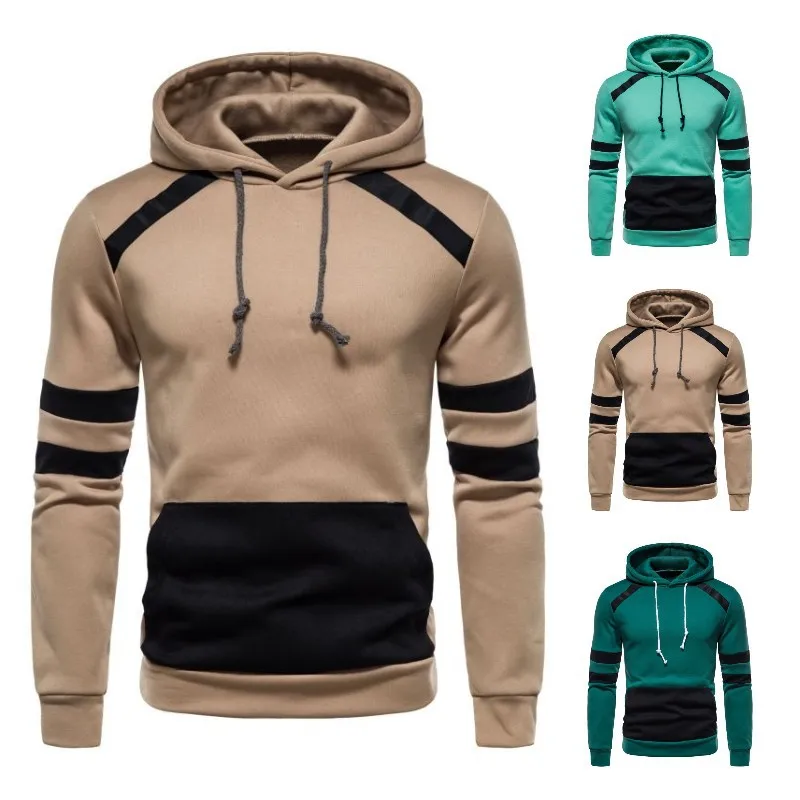 

Warm Streetwear Male Fashion Autumn Winter Outwear Men's Patchwork Hooded Sweatshirt Hoodies Clothing Casual Loose Coats For Man