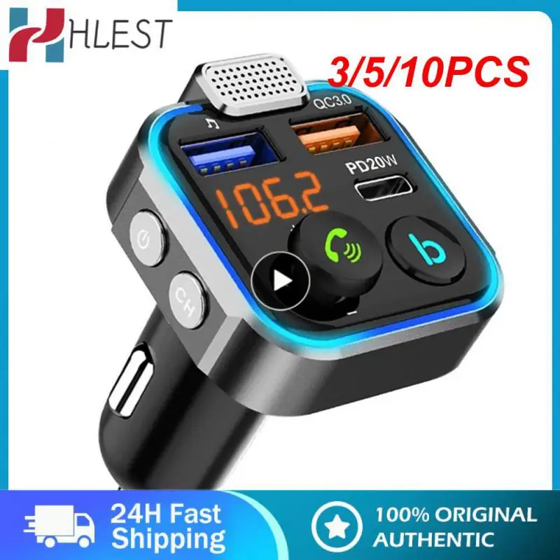 

3/5/10PCS Qc3.0 Fast Usb Charger Bluetooth Fm Transmitter Support U Disk Car Adapter Universal Durable Mp3 Player