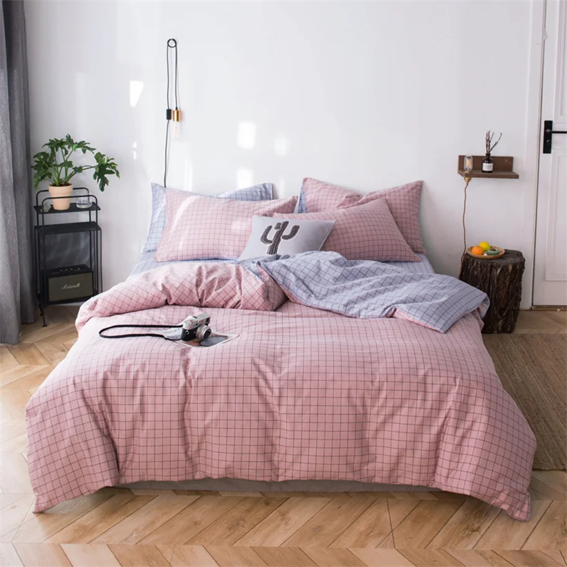 

Nordic Bedding Set Grid Checkered Pattern Bed Linen Sheet Duvet Cover 230x200 Twin Full Queen King Quilt Cover Set Bedclothes