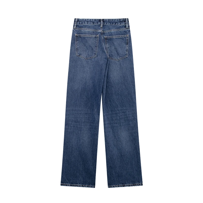 Женские Джинсы TRAF Широкие Брюки Свободный Крой Повседневные Джинсовые С