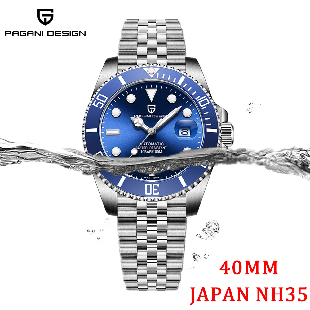 

2023 PAGANI DESIGN 40MM Men Automatic Mechanical Watches TOP Brand NH35 Auto Date Luxury Sport Dive BGW-9 Sapphire Watch For Men
