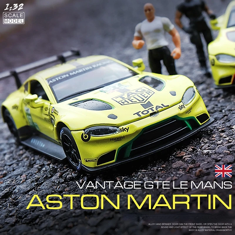 Коллекция 1/32 года Модель гоночного автомобиля Aston Martin в винтажном стиле GTE Le Mans