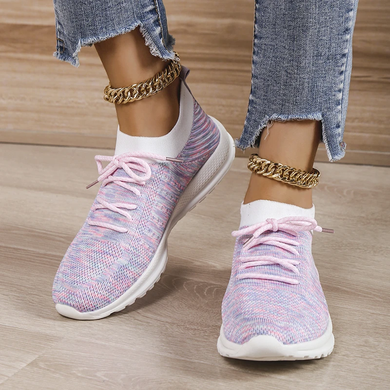 Sneakers Shoes 2022 Fashion Lace Up Platform Women's Shoes Autumn Plus Size Flat Mesh Sports Shoes Woman Vulcanize Shoes