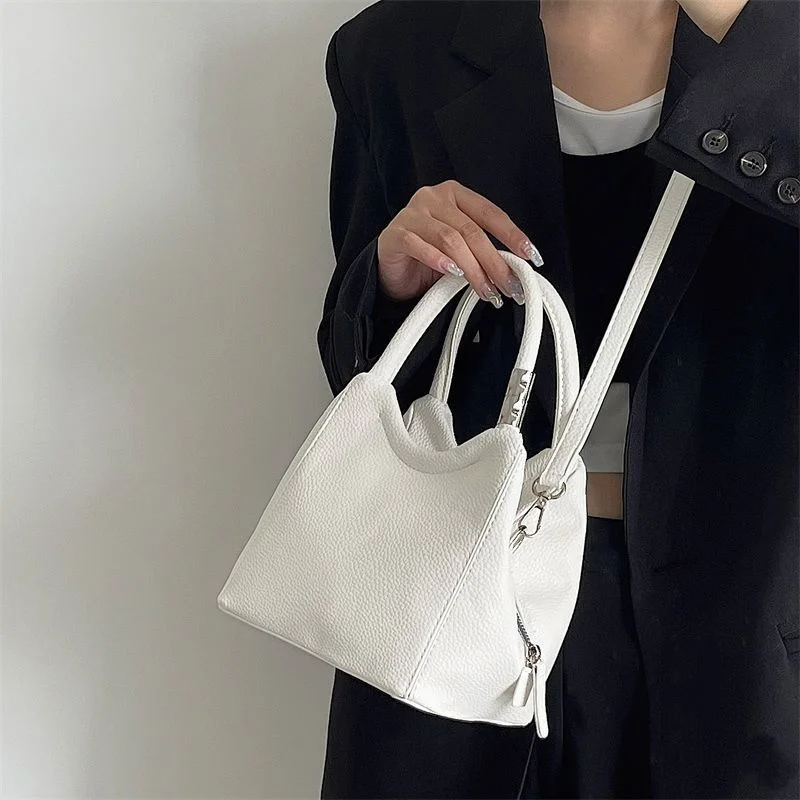 

Однотонные сумки для женщин, простые женские сумки через плечо, сумка-ведро с верхними ручками, женские сумки-мессенджеры из искусственной кожи