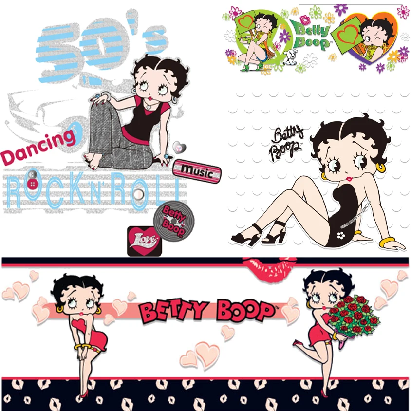 

Cartoon Fashion Girl Iron on Patches Flex Fusible Transfer Emblem Textile Stickers Heat-adhesive Patches Appliques for Dresses