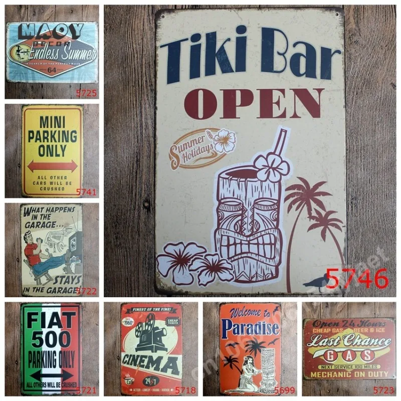 

Retro Tiki Bar Metal Tin Sign Decorative Plate Vintage Hawaii Metal Signs Home Garage Cafe Metal Plaque Old Beach Metal Poster
