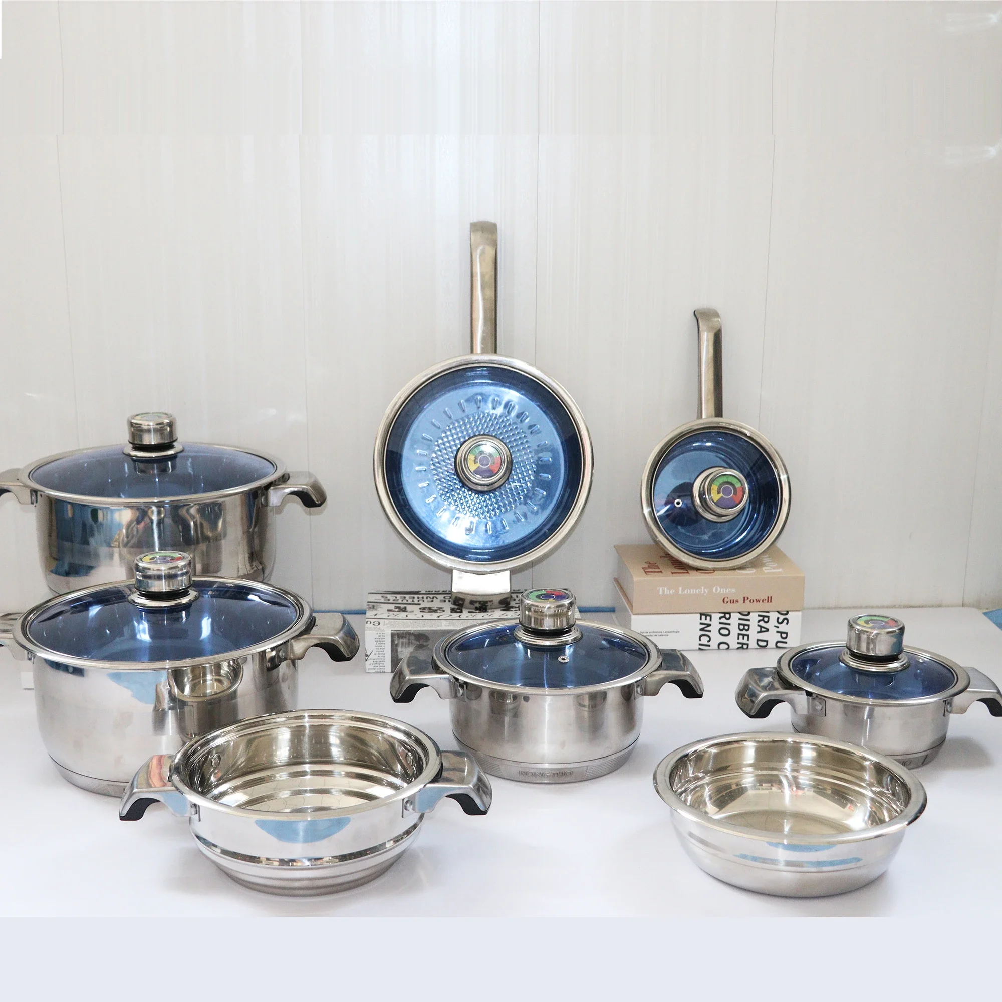 Набор посуды из нержавеющей стали 14 предметов набор кастрюль с антипригарным