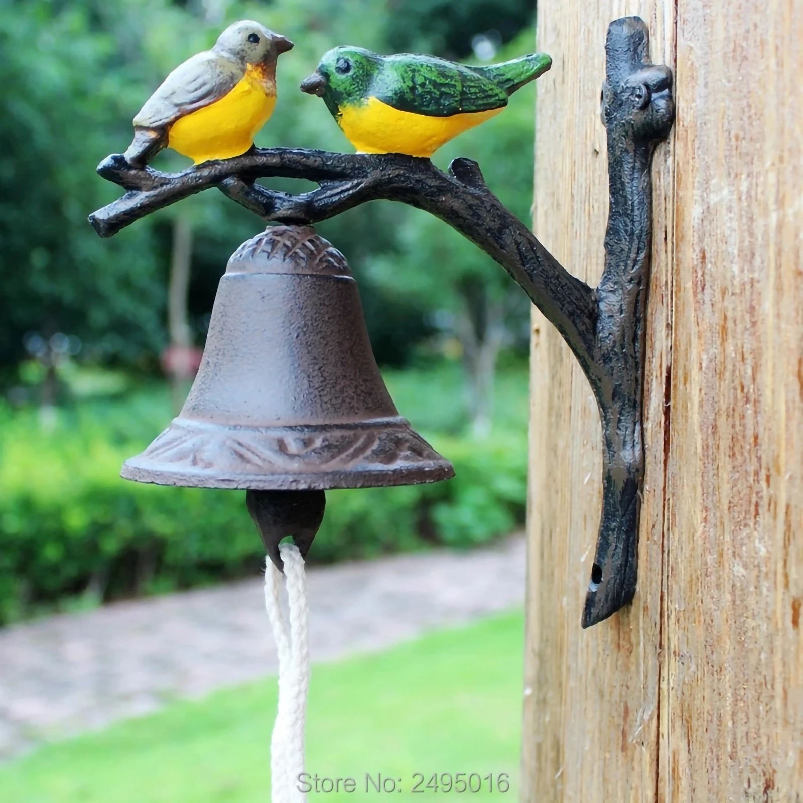 

Two Little Birds Modelling Doorbell Steel Hanging Bells Wrought Iron Dinner bell Retro colourful handmade craft for Yard Country