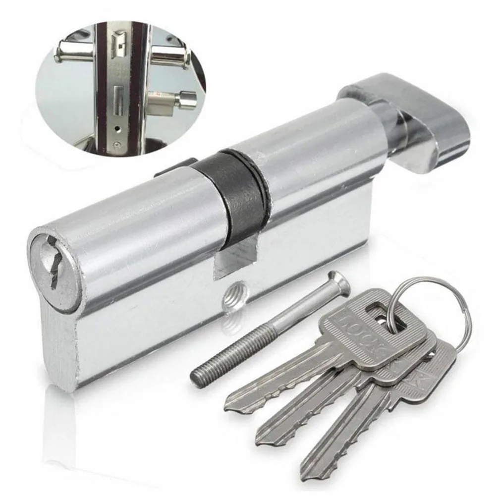 

Brand New Lock Cylinder Accessories Keys Kit Multi-way Lock Silver Thumb Turn With Screw Against Theft Aluminum