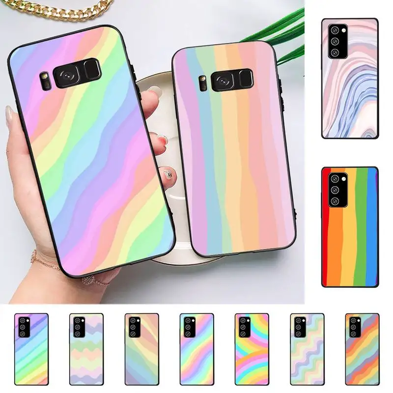 

Colorful Rainbow Stripe Phone Case for Samsung Note 20 Ultra 10 pro lite plus 9 8 5 4 3 M 30s 11 51 31 31s 20 A7